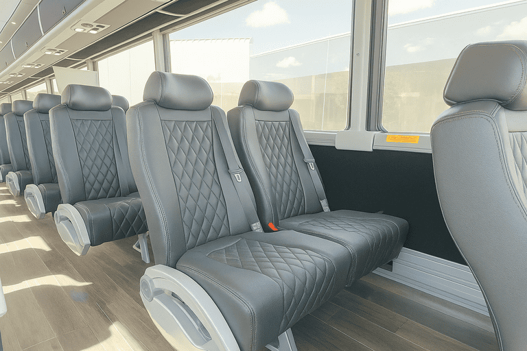 interior of Rochester Shuttle Bus Rentals charter bus